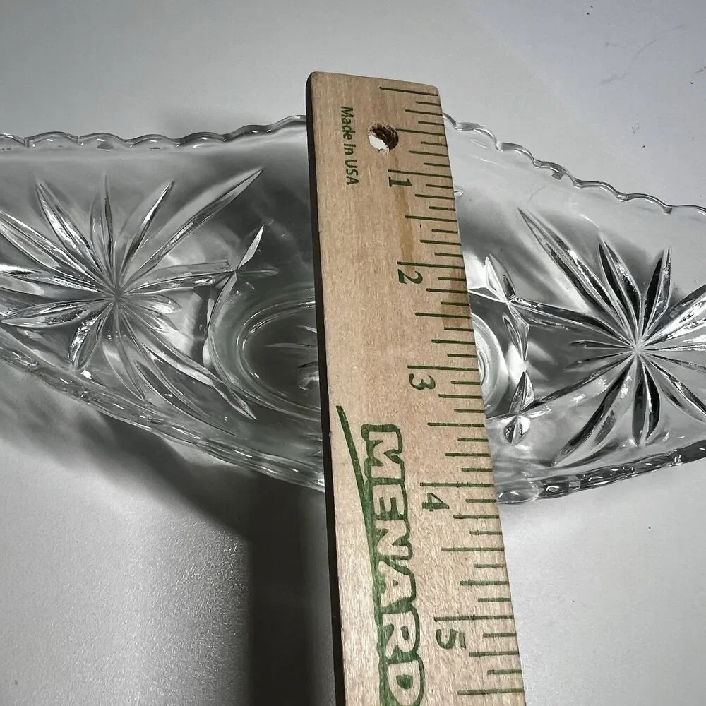 Vintage Anchor Hocking EAPC Star of David Clear Glass Banana Boat Dish 9.5